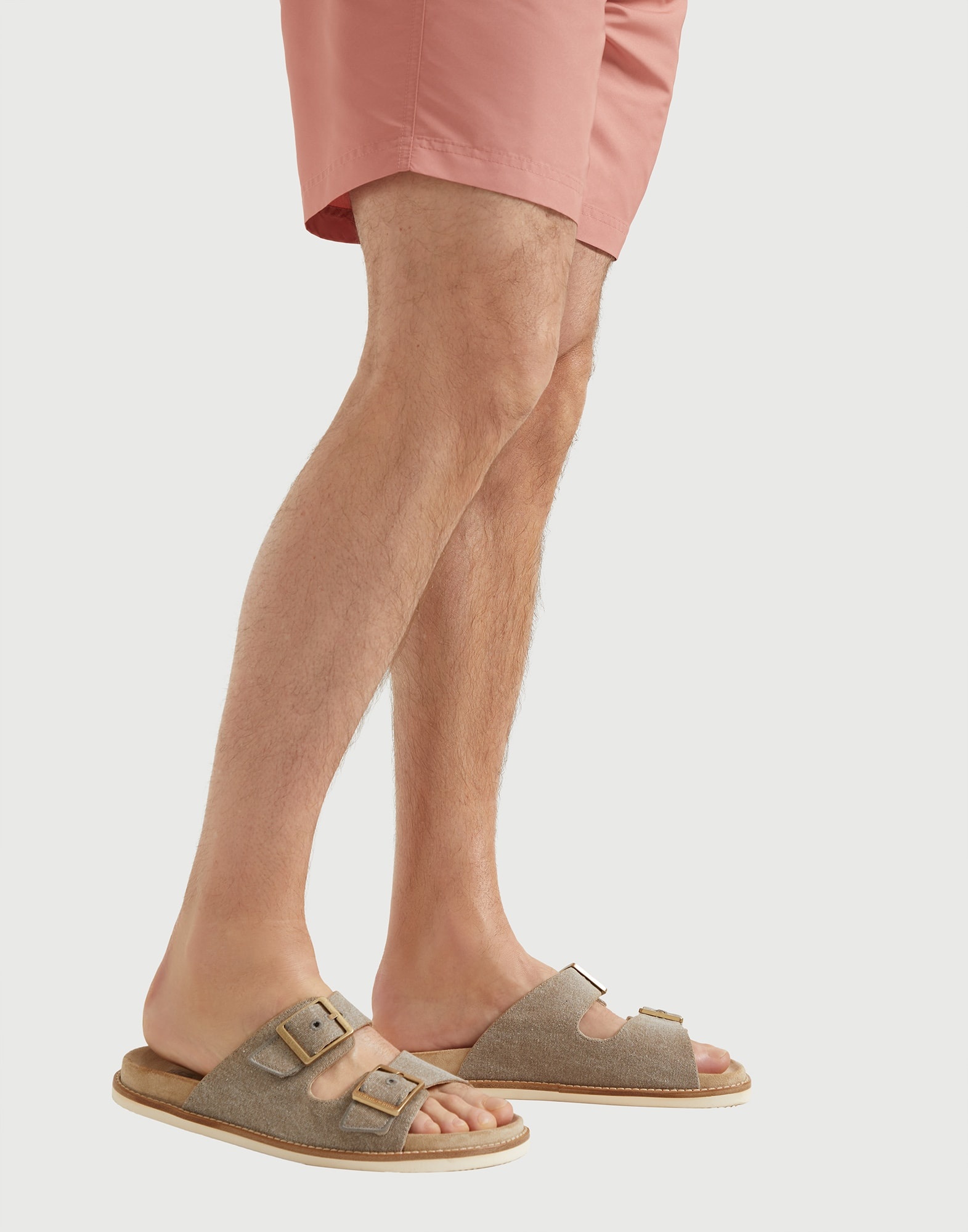 Délavé canvas and suede slides with buckles - 4