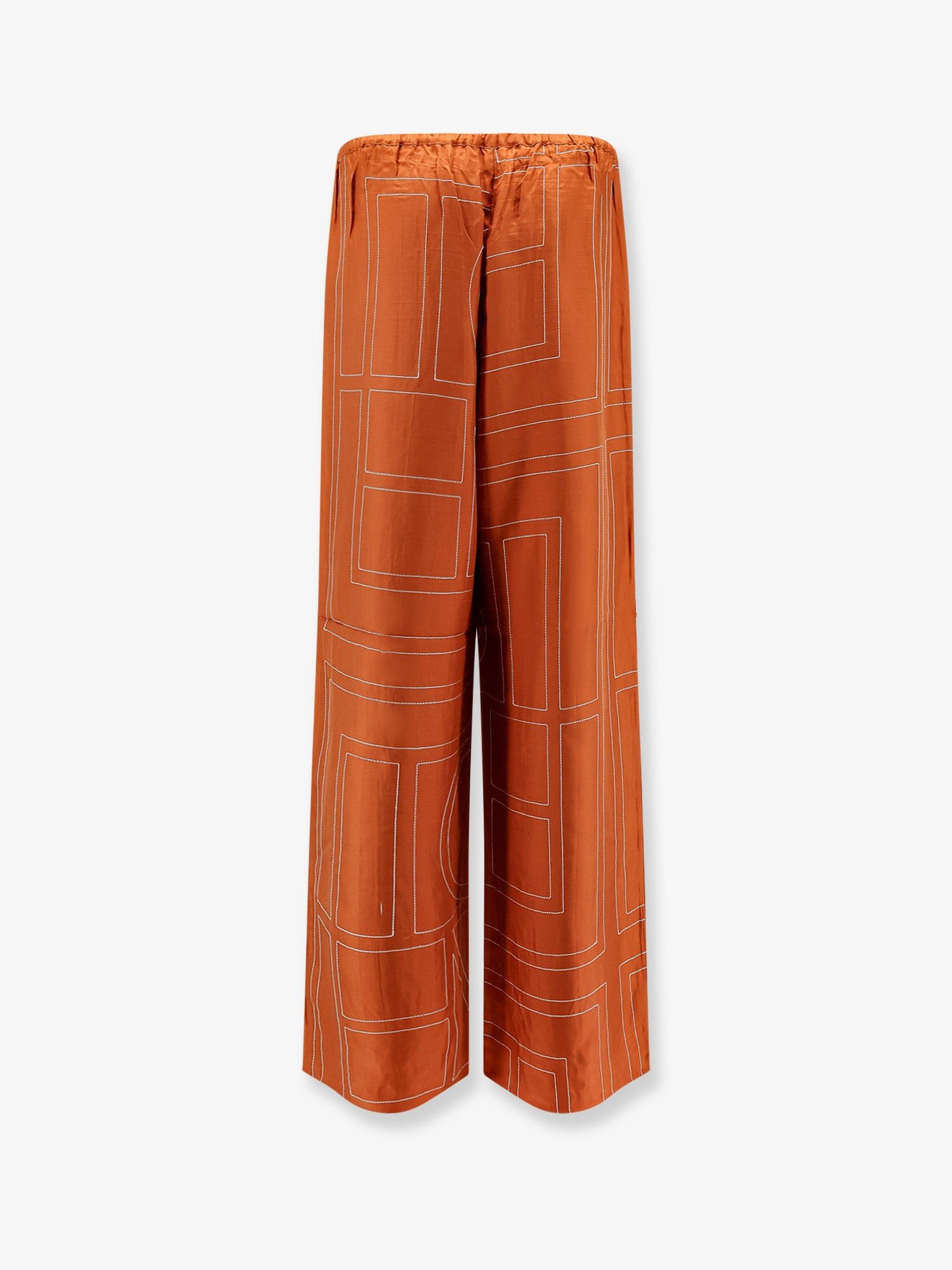 Silk Trousers With Monogram Logo Embroidery - 4