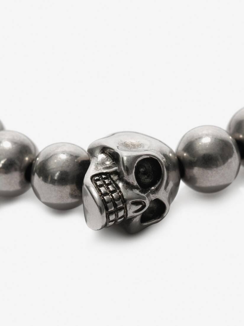 Men's Skull Multibeaded Bracelet in Silver - 3