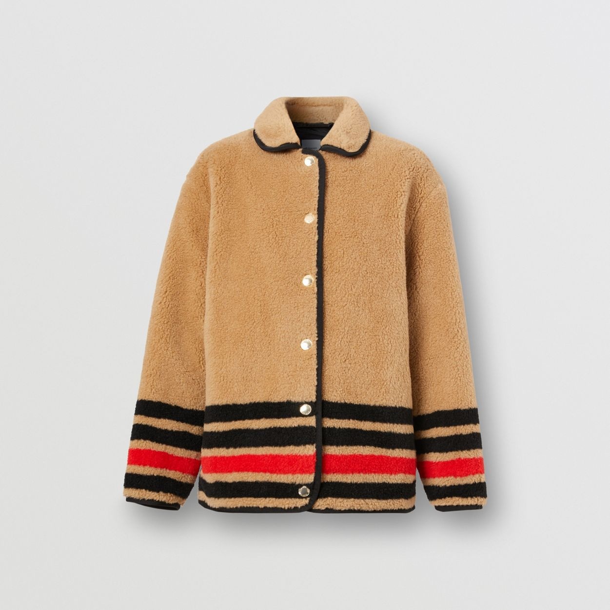 Stripe Intarsia Fleece Jacket - 1