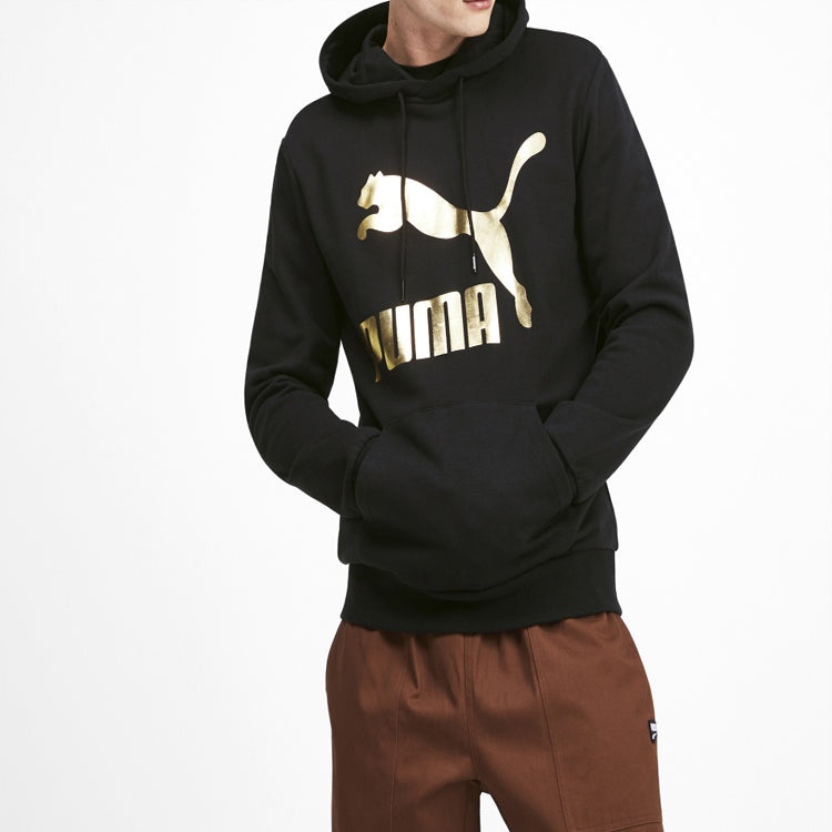 PUMA Classics Gold Color Logo Knit Pullover Black 595907-51 - 3