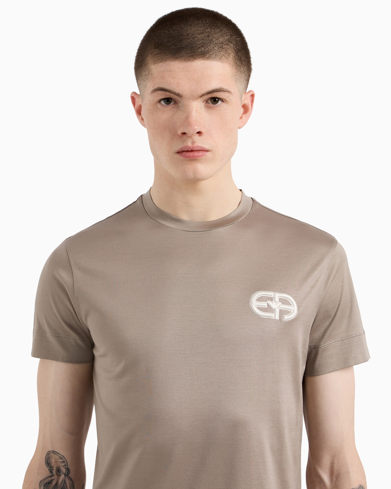 Lyocell-blend jersey T-shirt with ASV EA logo raised embroidery - 5