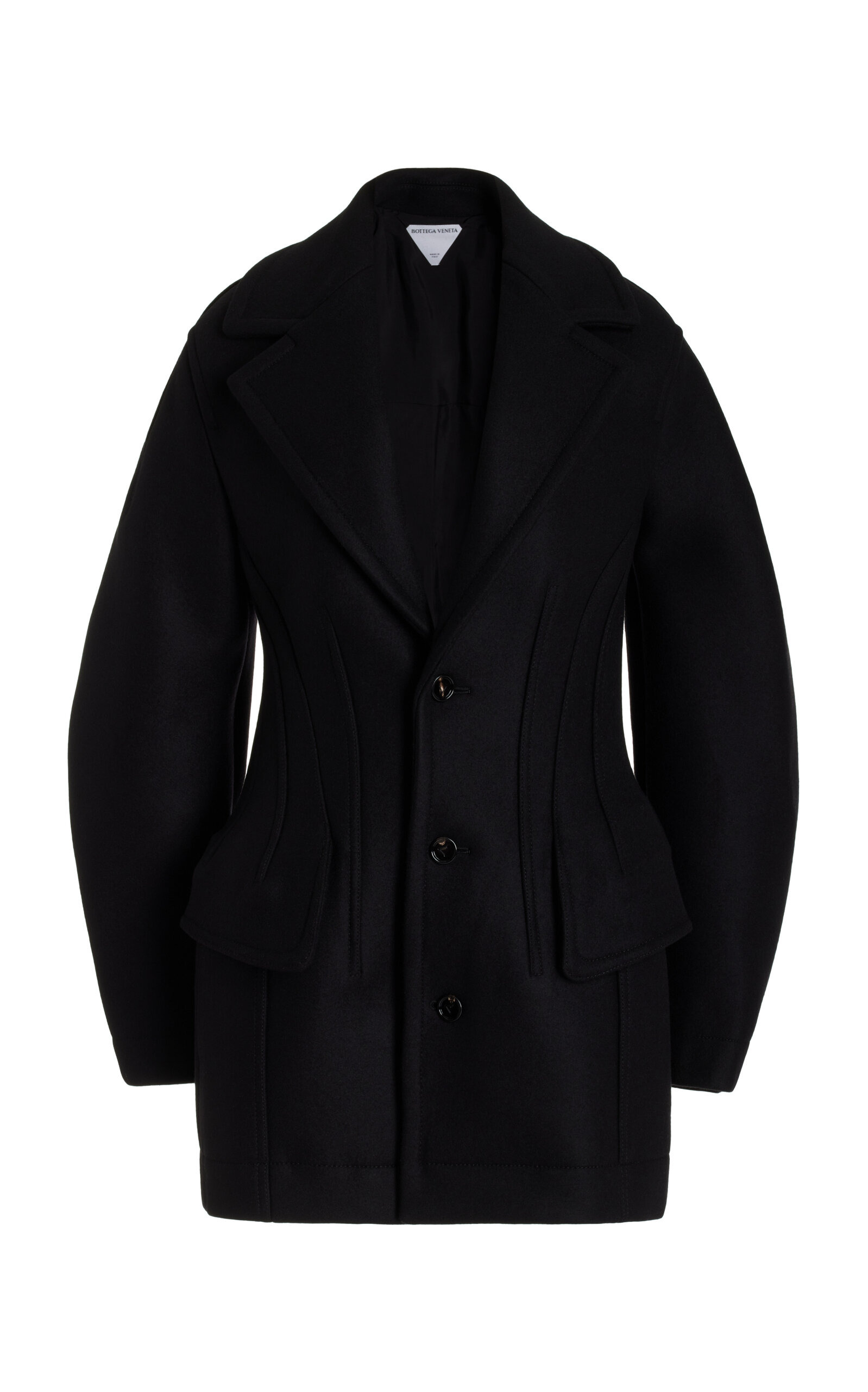Stretch-Wool Felt Short Coat black - 1