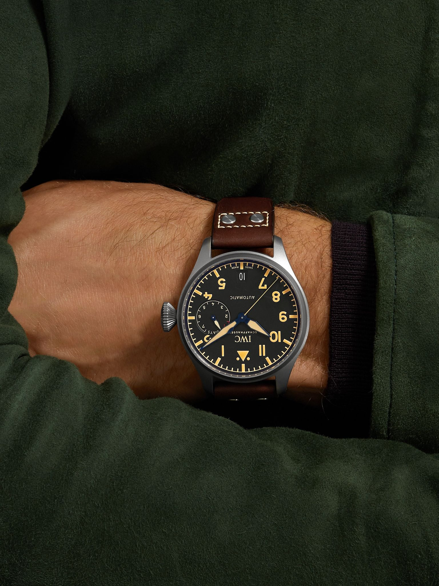 Big Pilot's Heritage Automatic 46.2mm Titanium and Leather Watch, Ref. No. IW501004 Black - 2