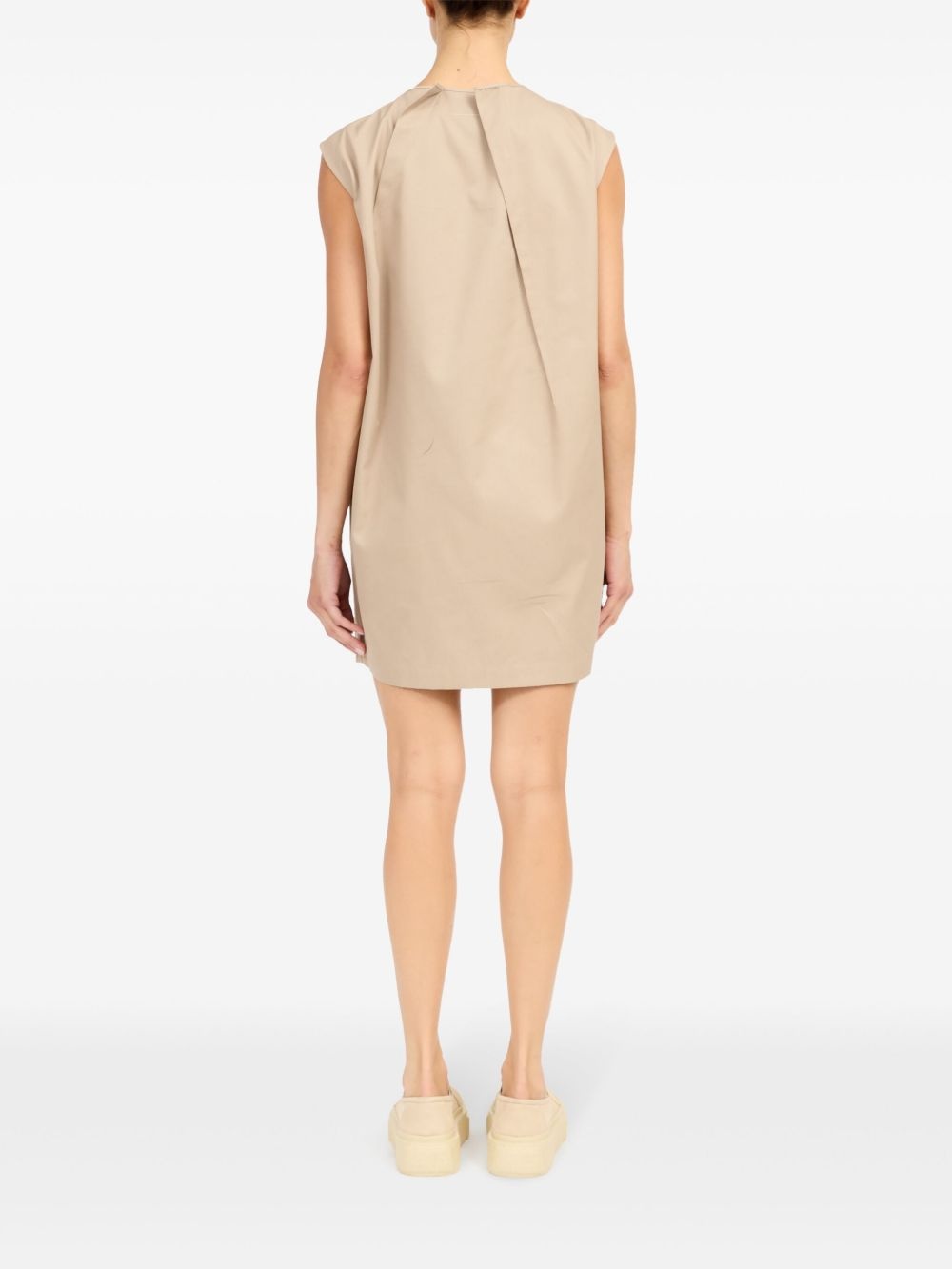 pleat-detail cap sleeved dress - 4