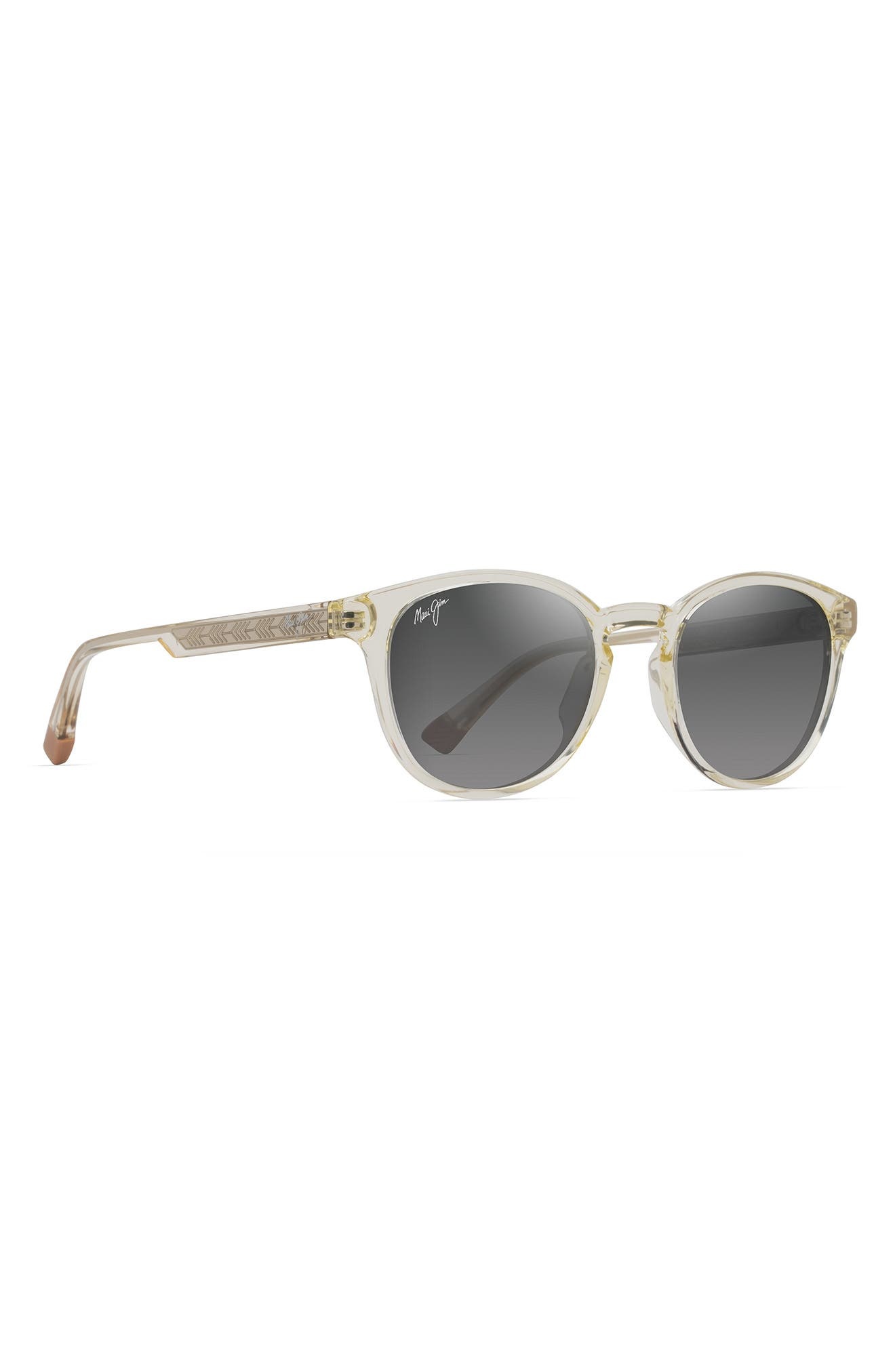 Maui Jim Hiehie 50mm Gradient PolarizedPlus2® Small Round Sunglasses in Shiny Trans Yellow at Nordst - 2