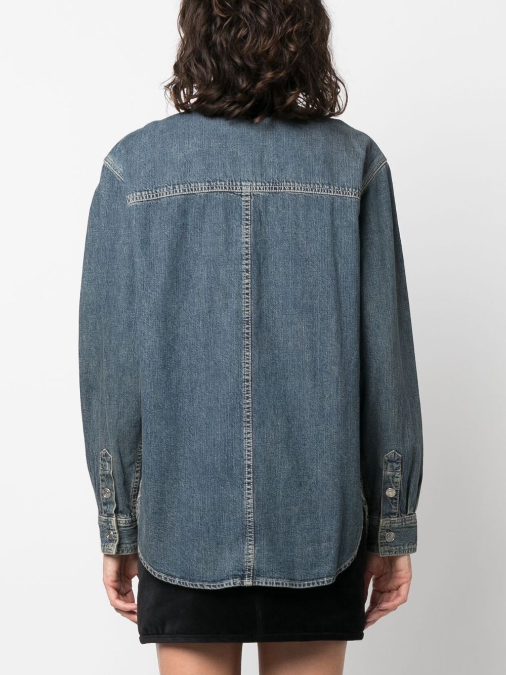 stonewashed denim overshirt - 4