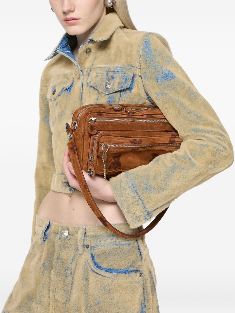 textured denim jacket - 4
