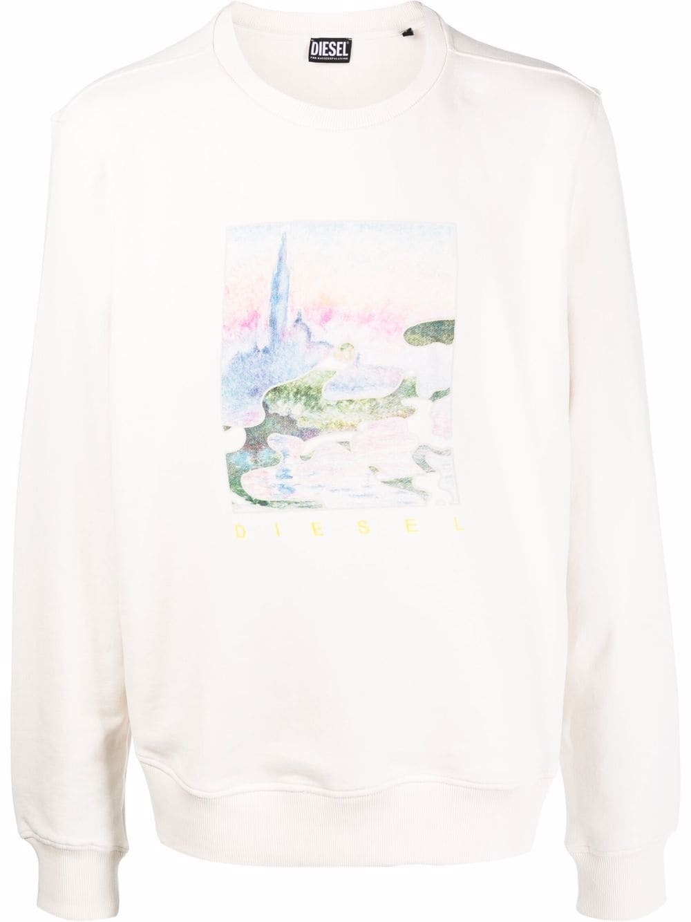 watercolour-print crew neck sweatshirt - 1