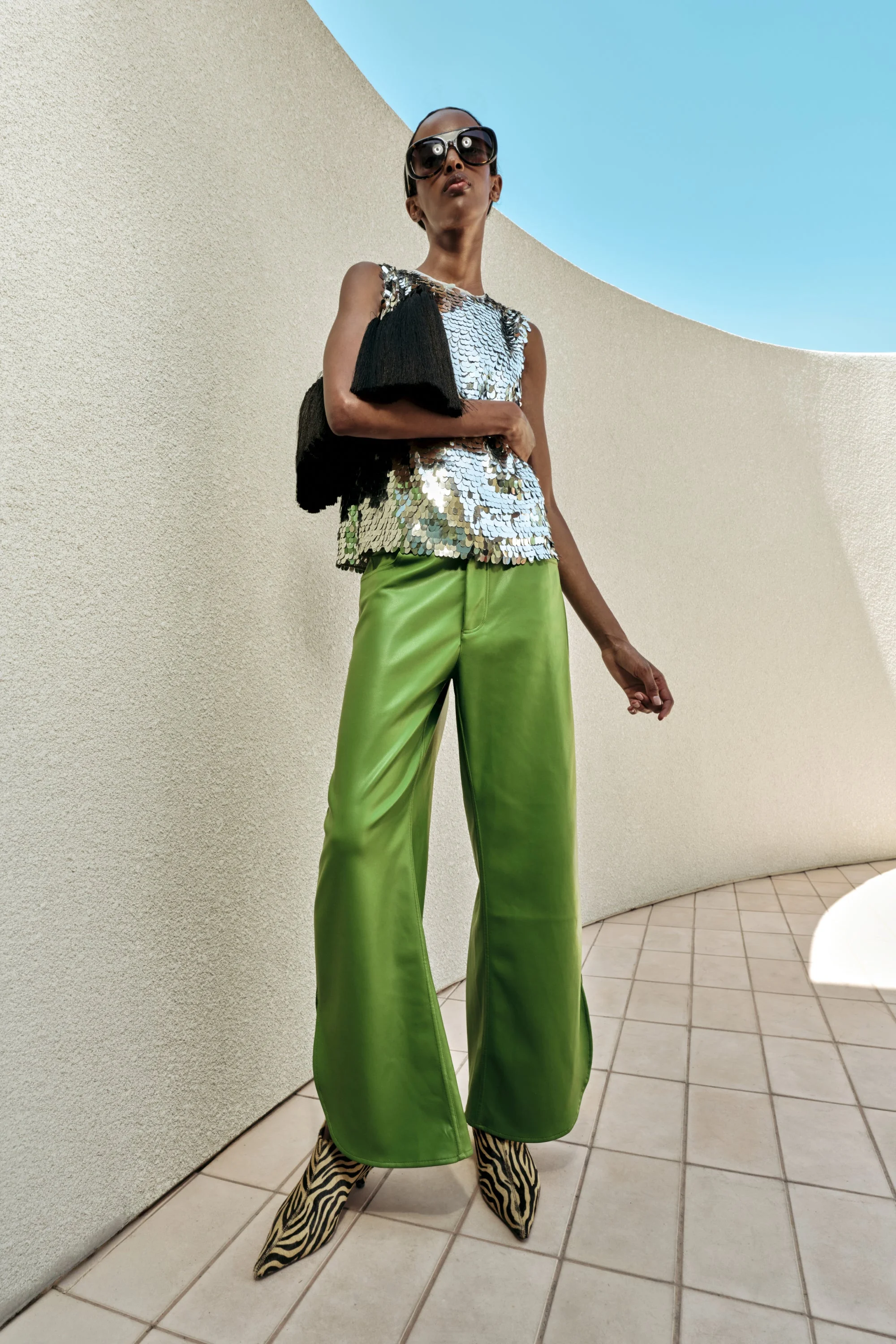 Livia Vegan Leather Pant In Matcha - 1