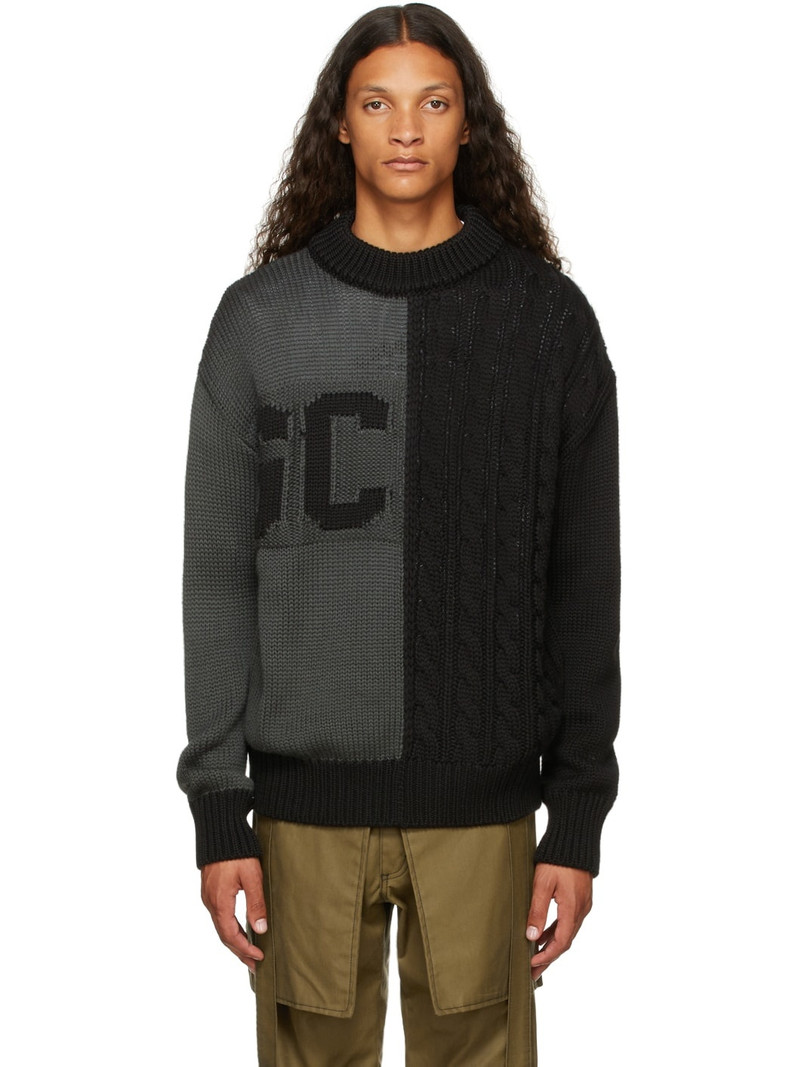 Black Cable Knit Logo Sweater - 1