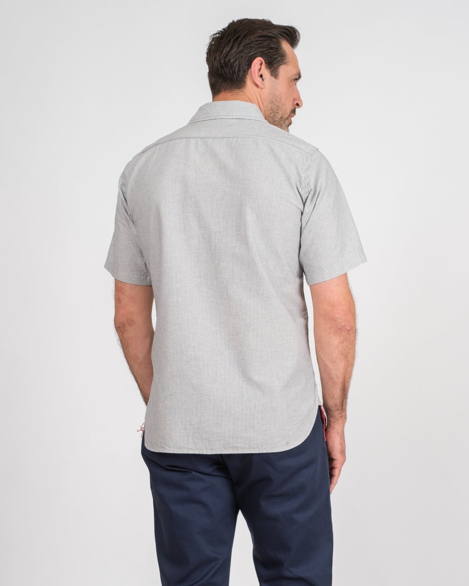 5OZ SELVEDGE OX CLOTH SHORT SLEEVED WORK SHIRT - HICKORY STRIPE - 3