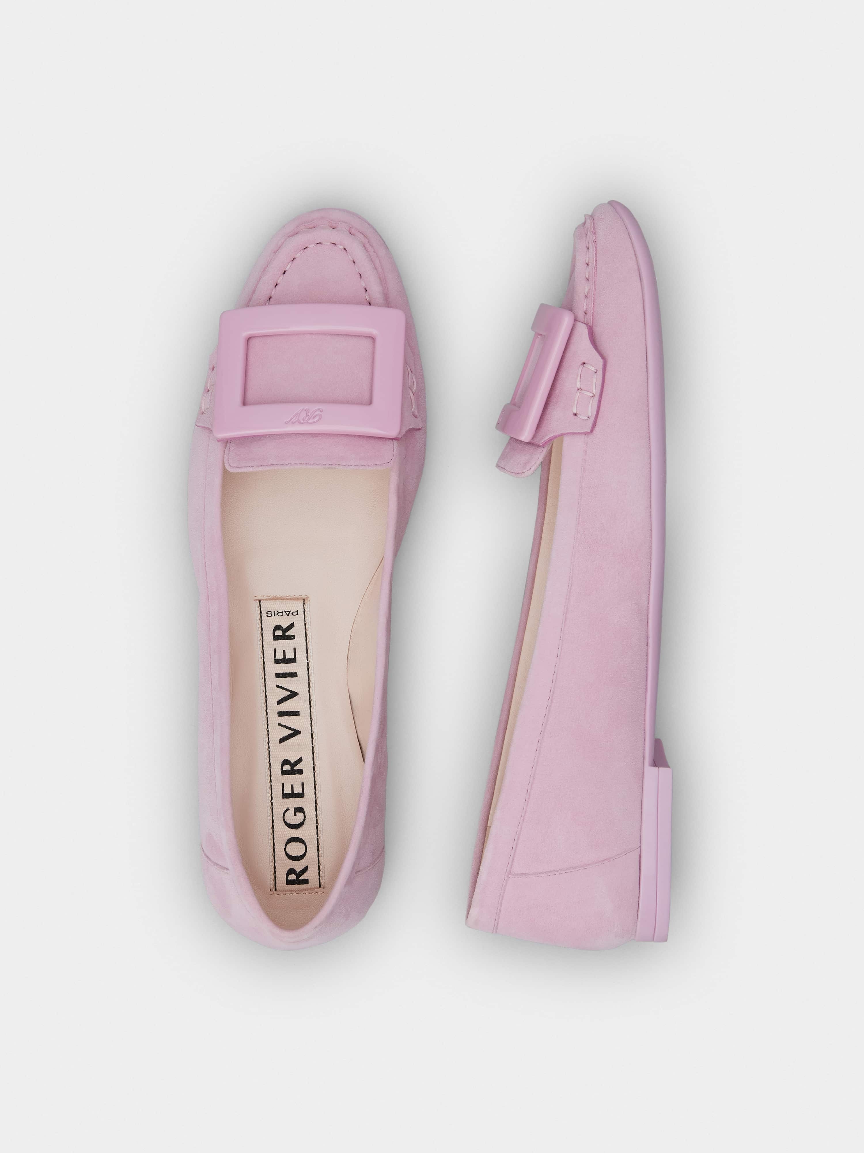 Lacquered Buckle Loafers  in Suede - 4