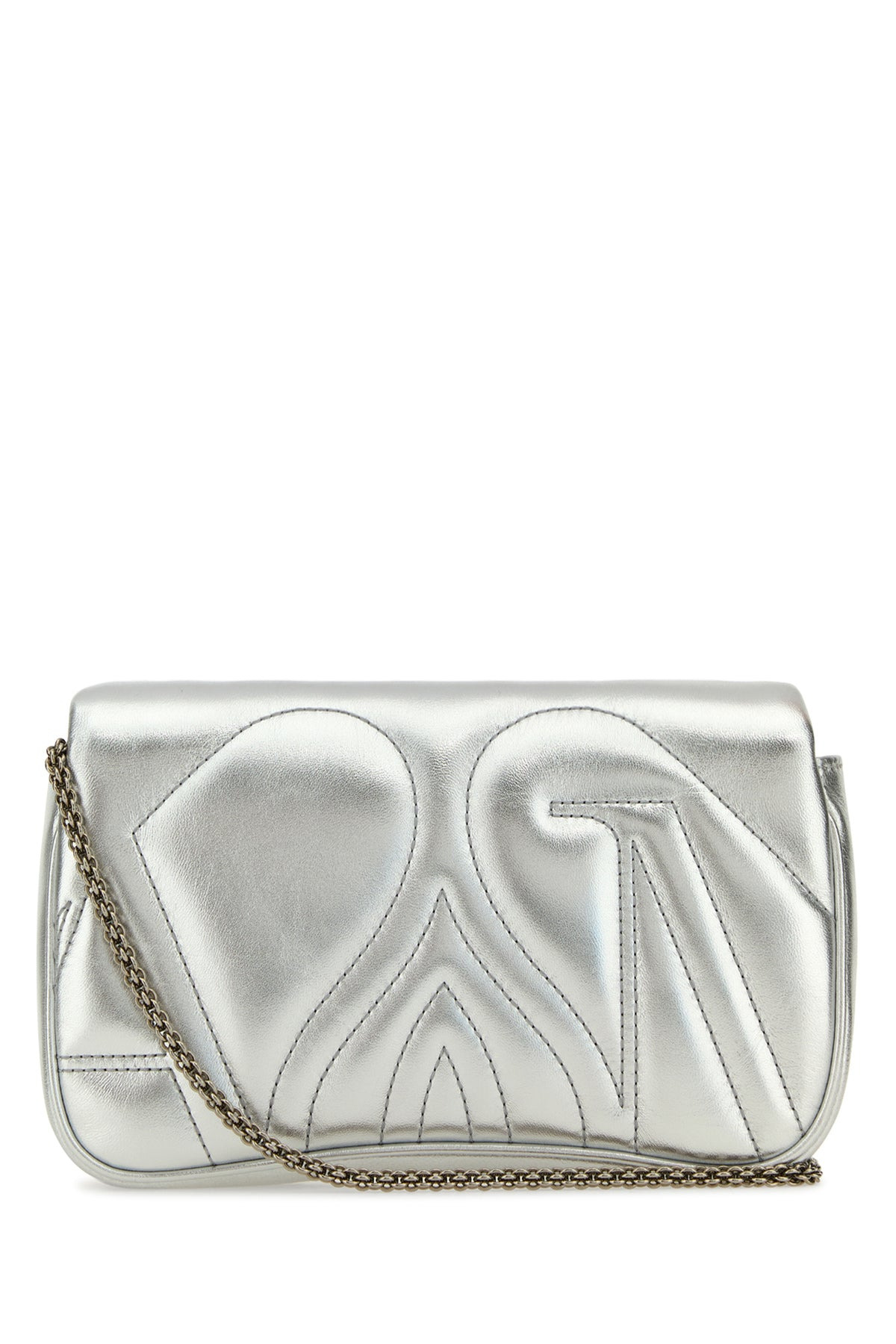 Silver leather mini Seal clutch - 3