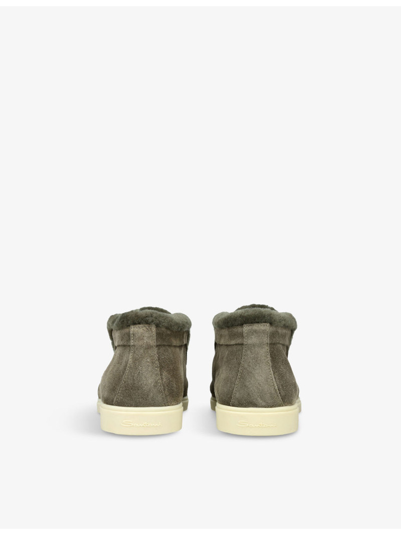 Santoni Fortune embossed-branded suede ankle boots outlook