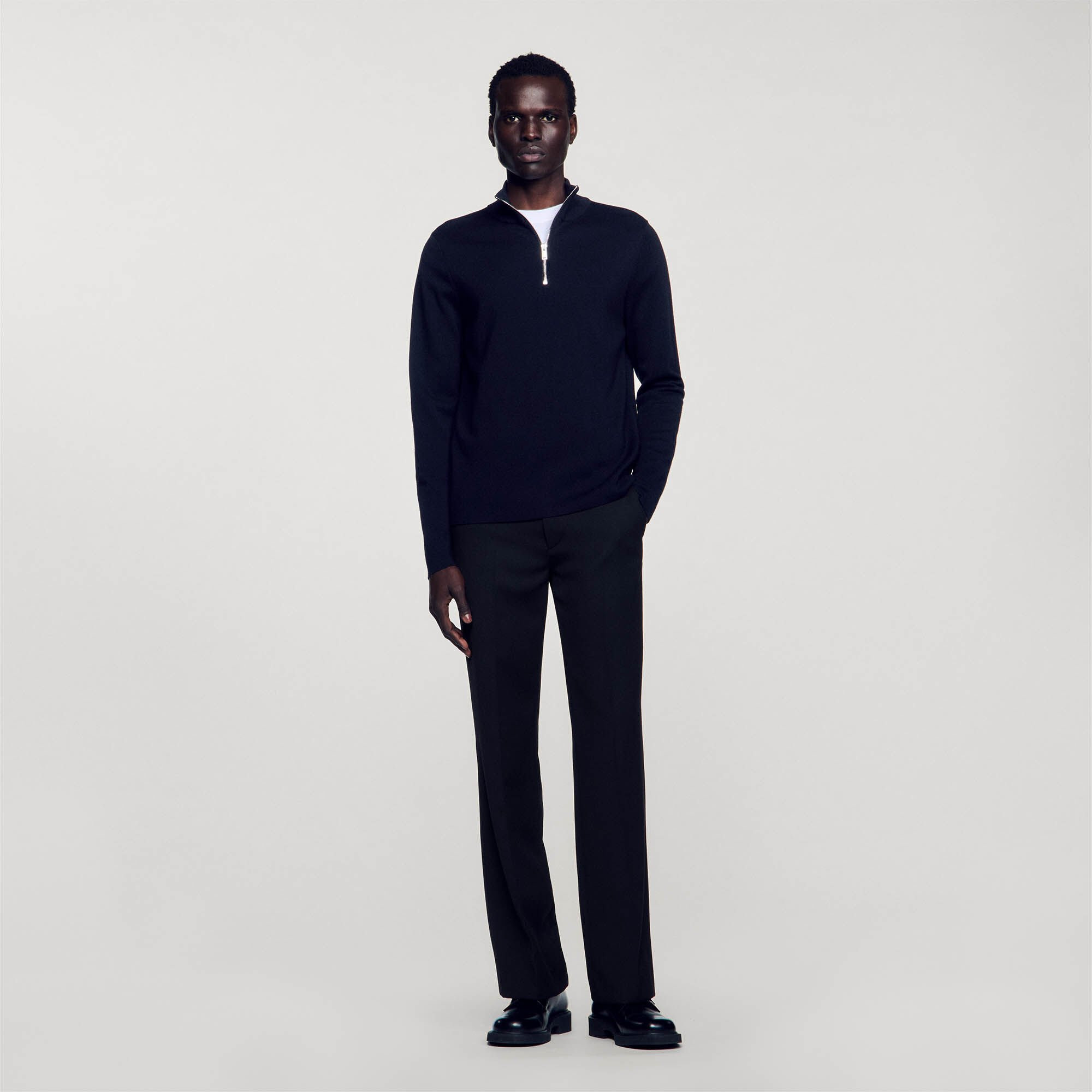 WOOL SWEATER WITH ZIPPED COLLAR - 1
