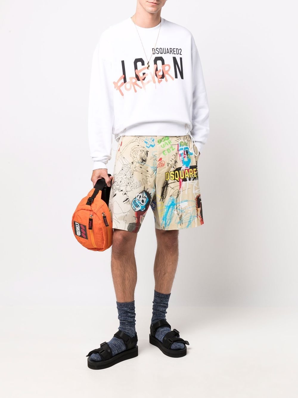 scribble logo-print chino shorts - 2