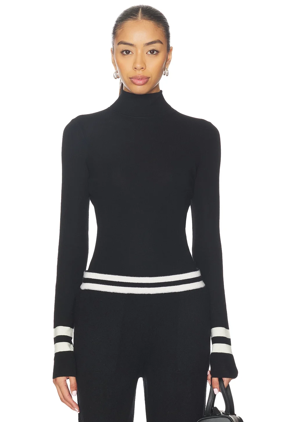 Superfine Merino Striped Fitted Turtleneck - 1