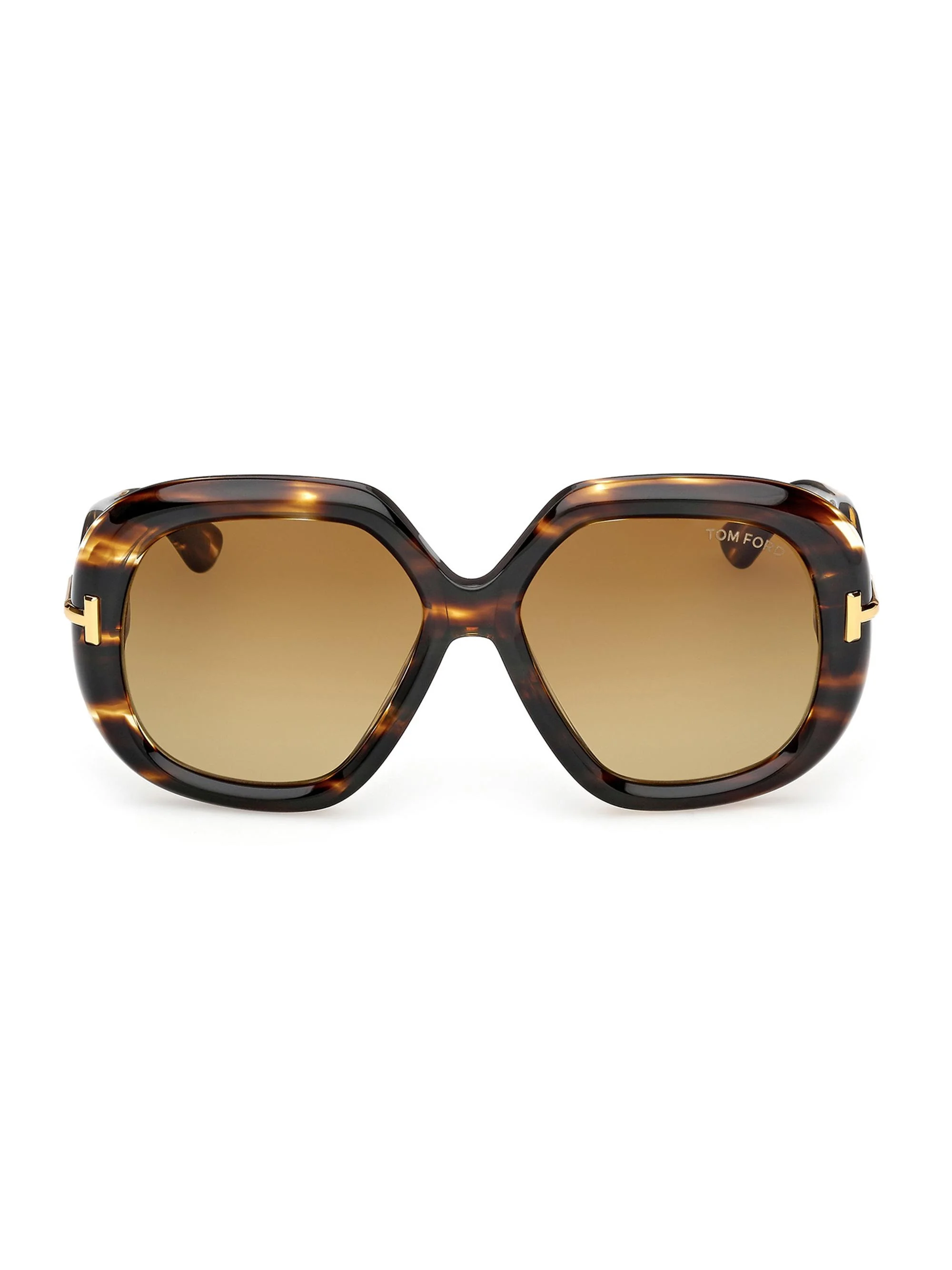 Women's Icon 56MM Geometric Sunglasses - Brown Striped Honey - 1