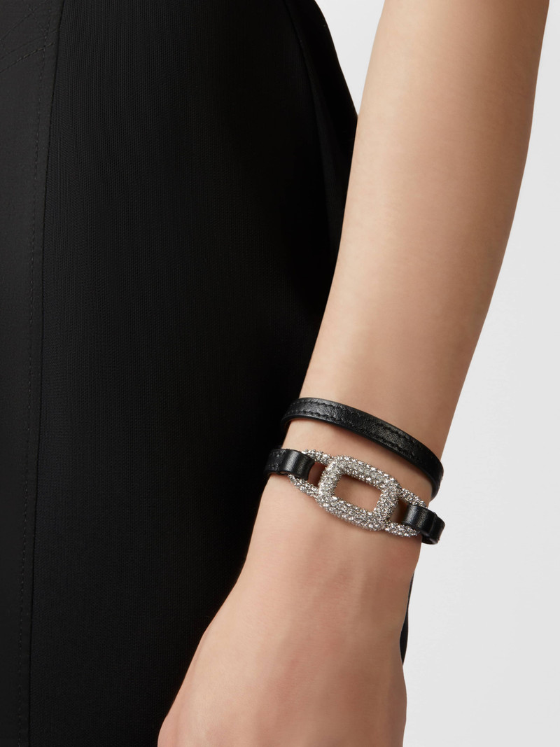 Viv' Choc Strass Bracelet in Leather 5