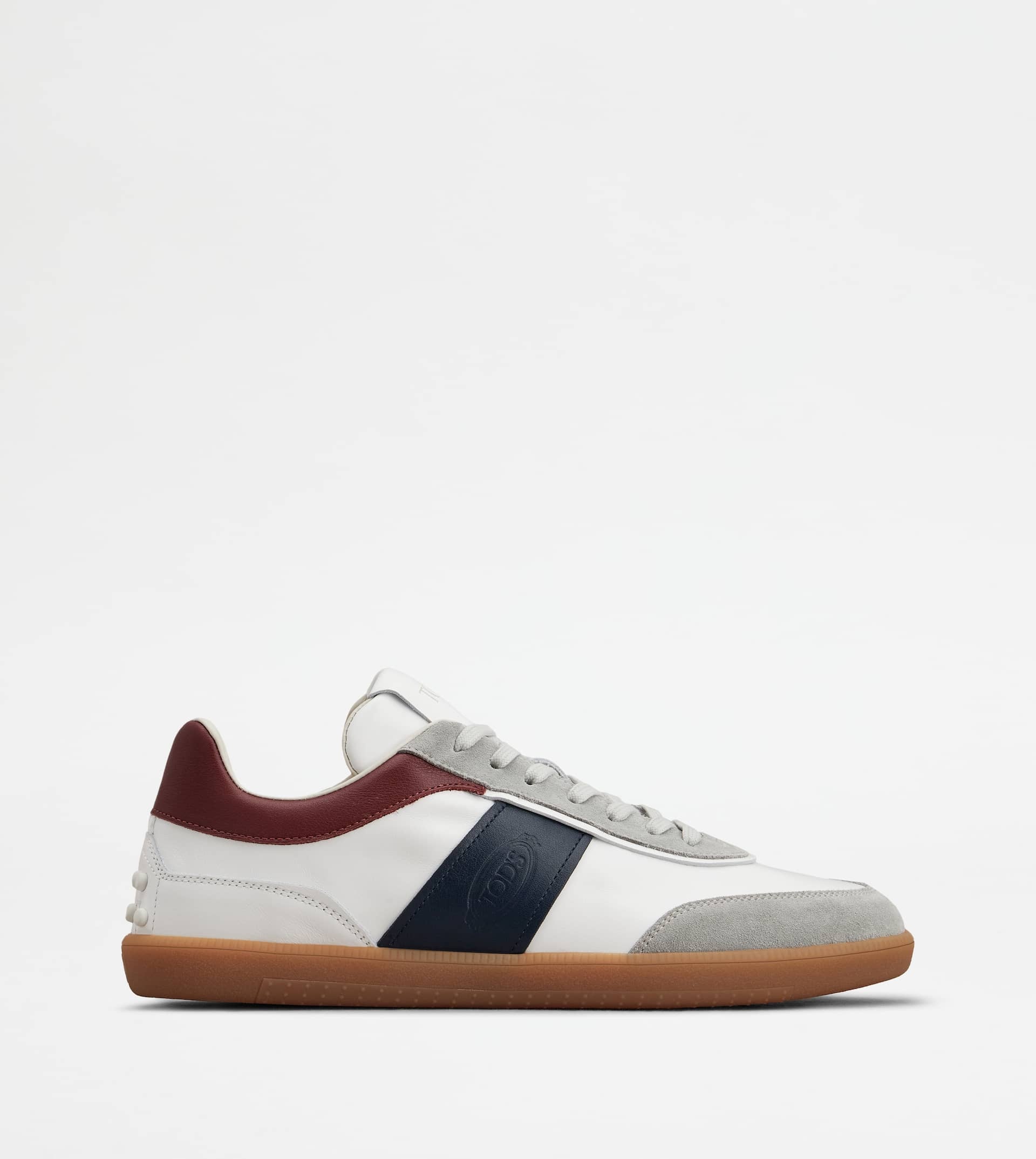TOD'S TABS SNEAKERS IN SUEDE - WHITE, BLUE, BURGUNDY - 1