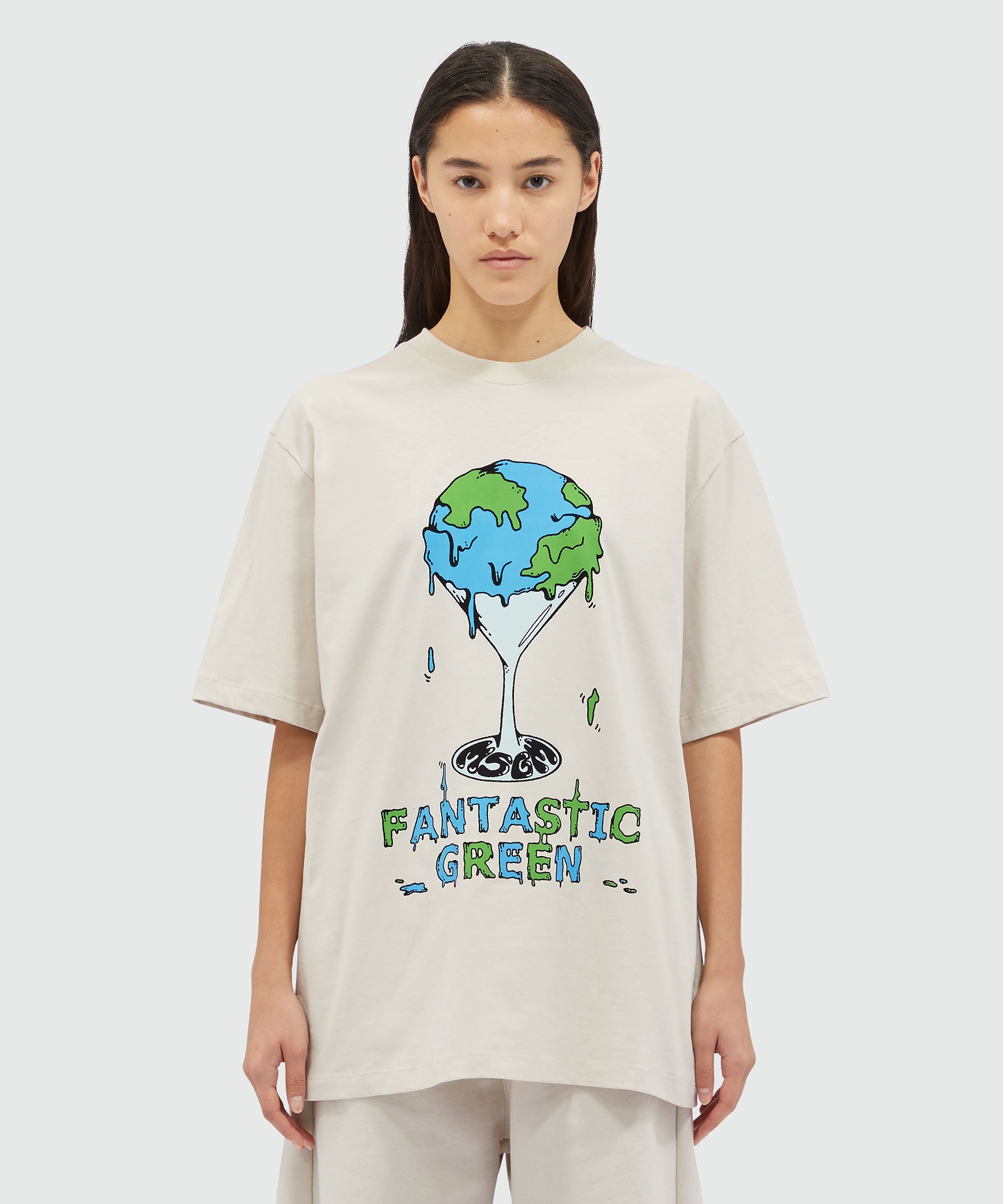Organic cotton "Fantastic Green Burro Studio" beige T-shirt - 6