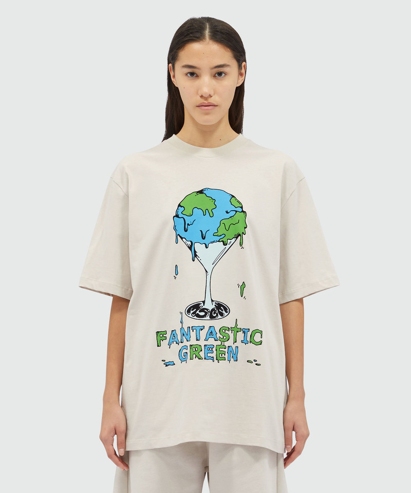 Organic cotton "Fantastic Green Burro Studio" beige T-shirt 6