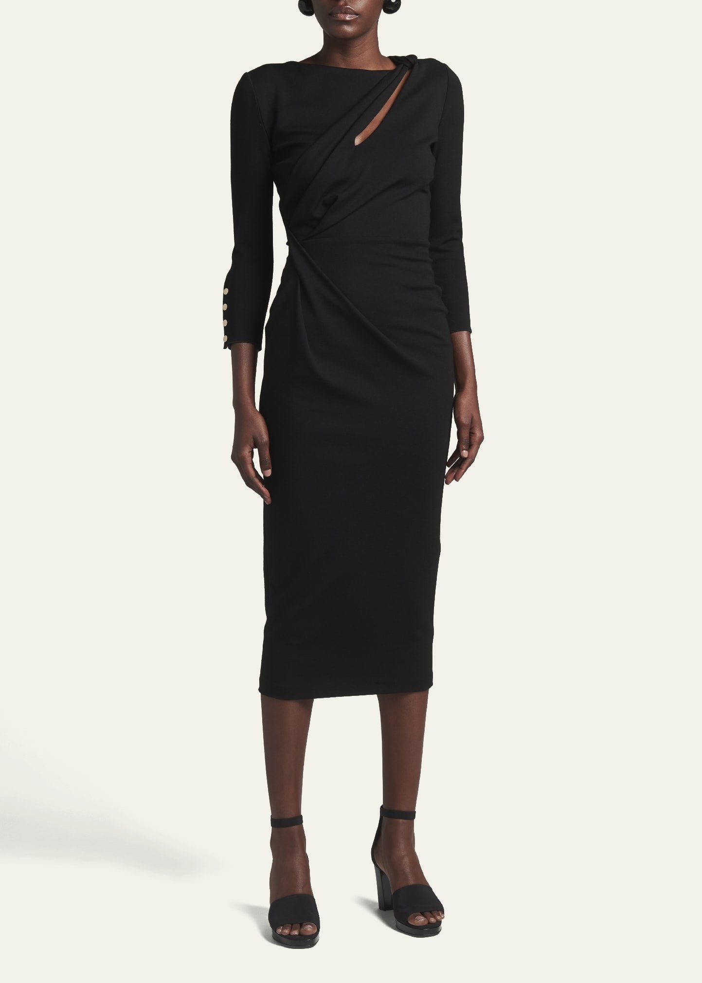 Asymmetric Keyhole Midi Dress - 2