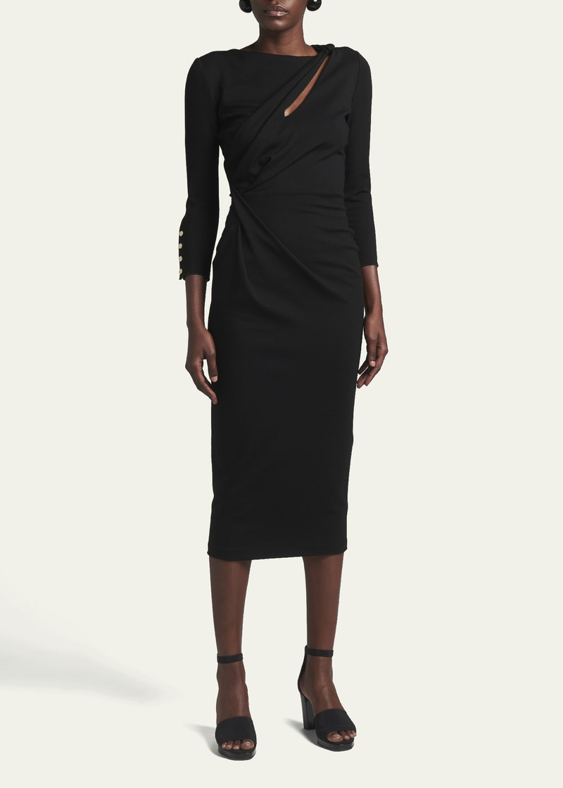GIORGIO ARMANI Asymmetric Keyhole Midi Dress outlook