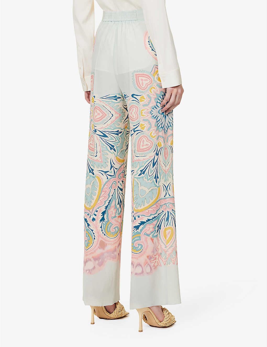 Lucy pattern-embellished silk trousers - 4