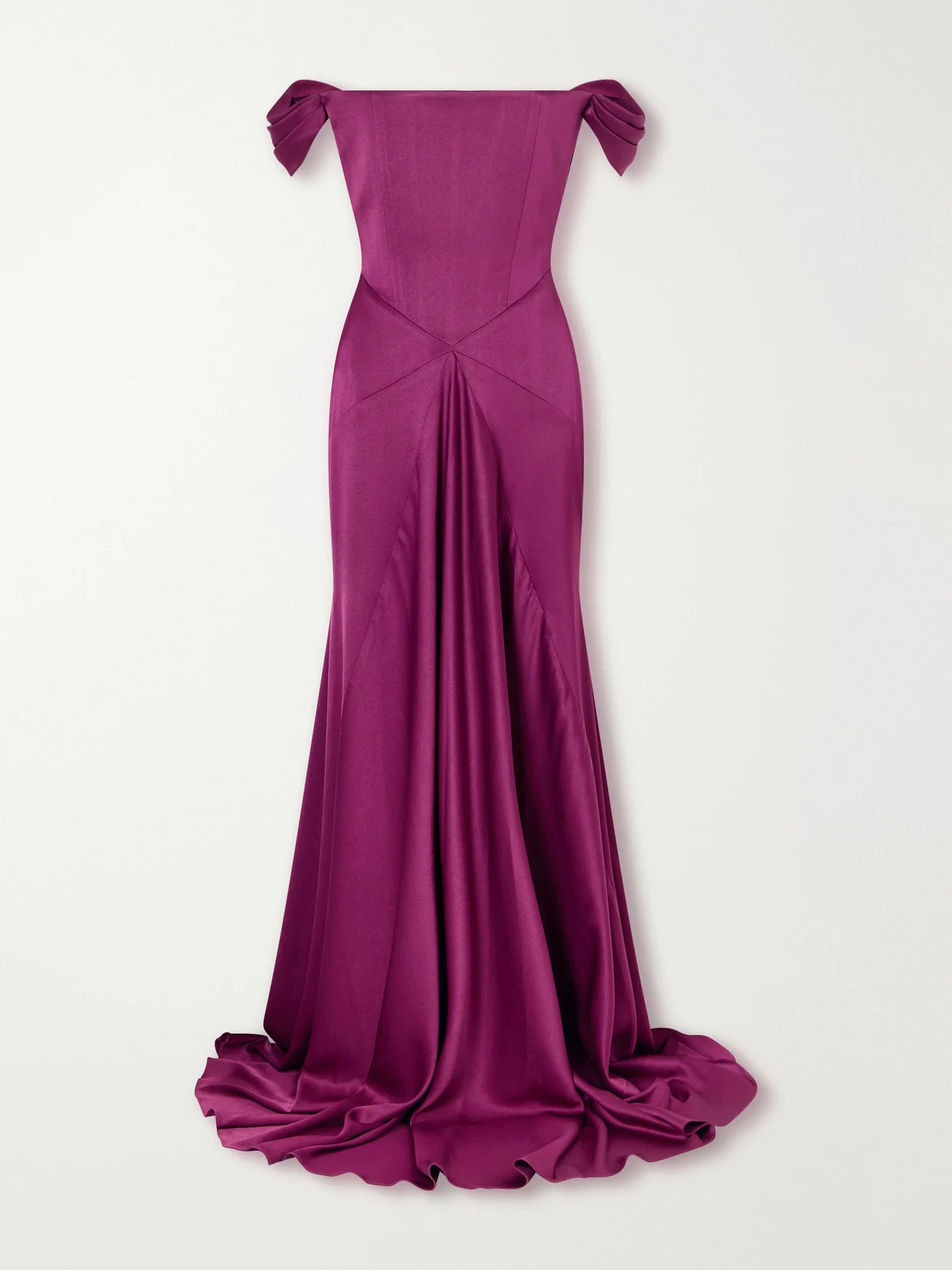 Satin Off-the-shoulder Gown - 1