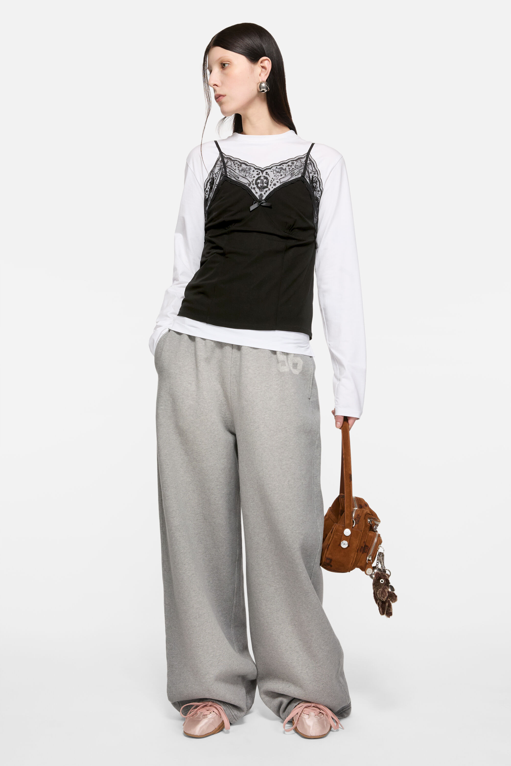 Lace strap blouse - Black - 2
