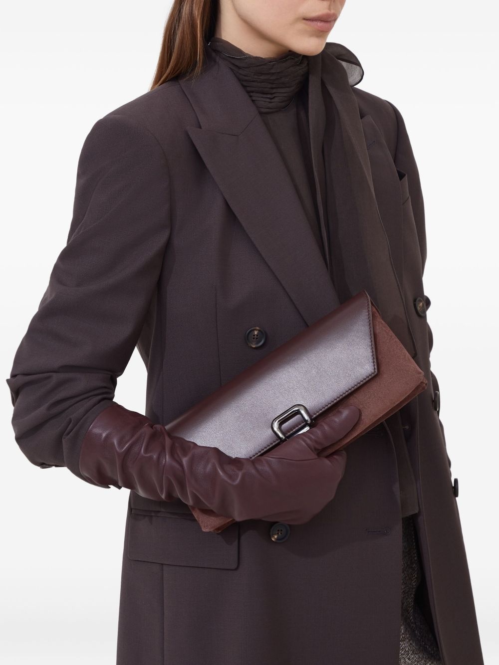 contrasting-flap clutch bag - 2