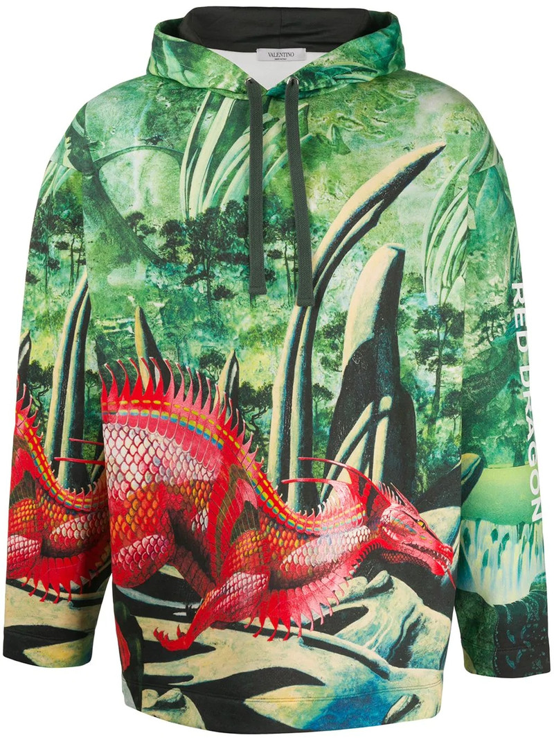 Red Dragon print hoodie 1