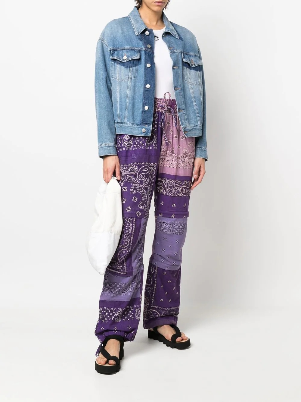 bandana-print straight trousers - 3