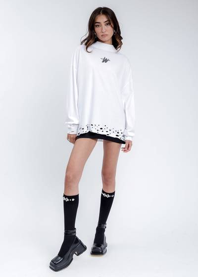 We11done White High Neck WD Stamp Logo Long Sleeves outlook