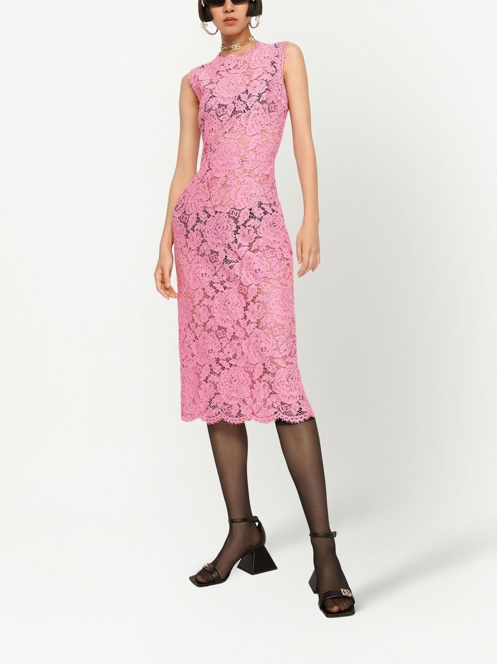 sleeveless lace shift dress - 2