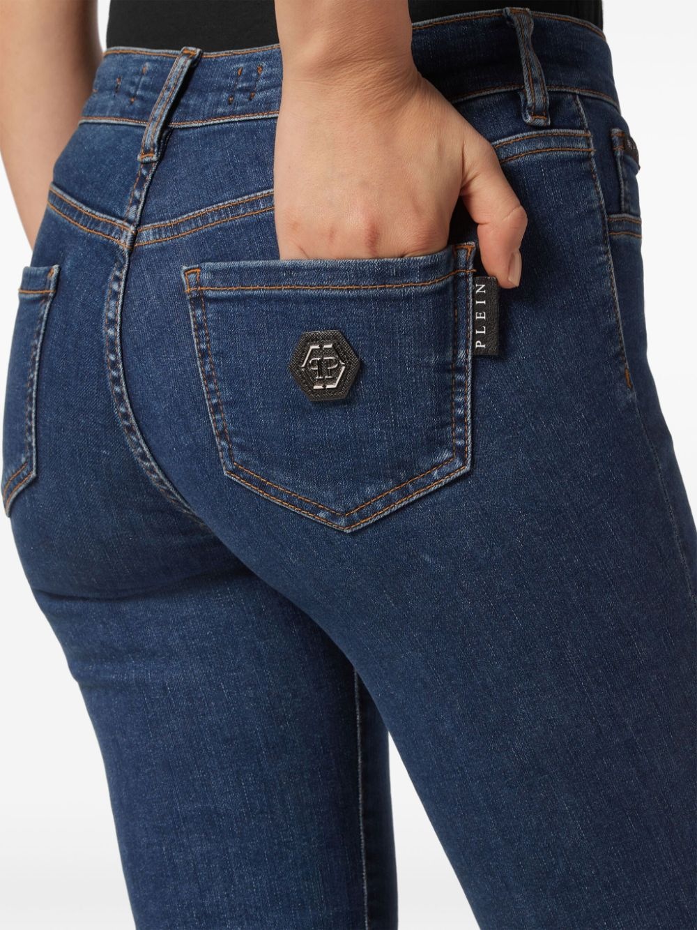 logo-appliquÃ© mid-rise skinny jeans - 4