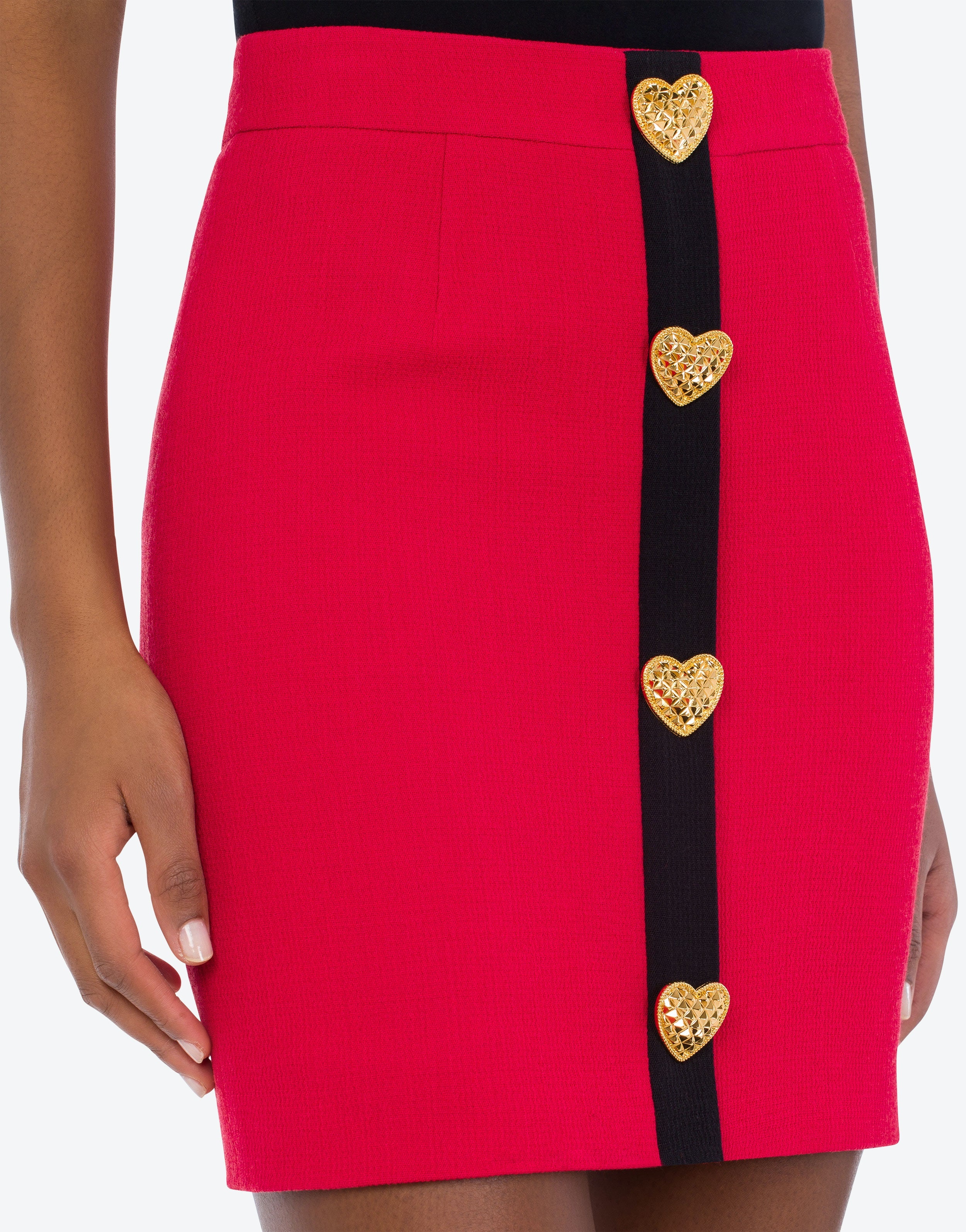 HEART BUTTONS STRETCH CRÊPE MINISKIRT - 4