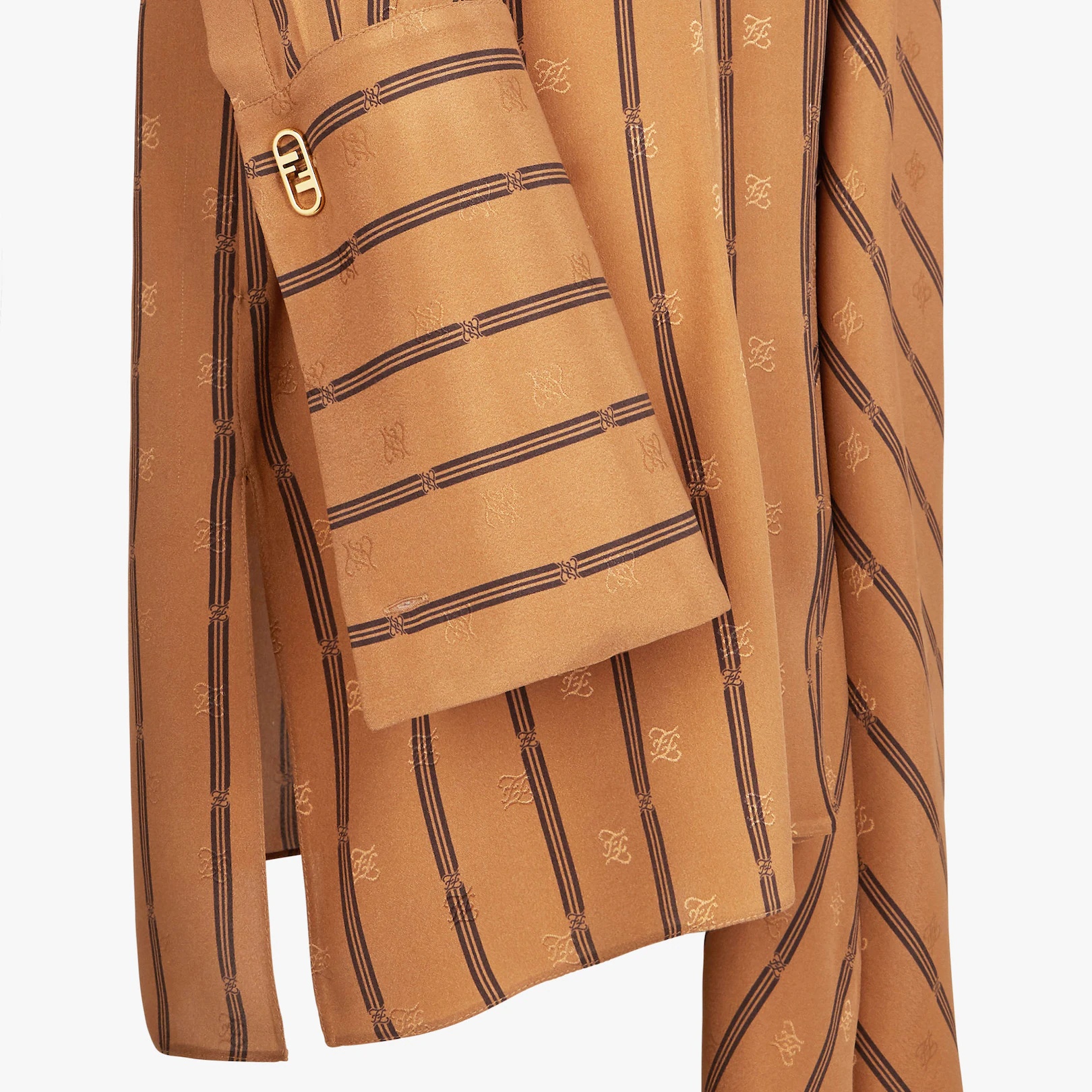 Brown satin crêpe dress - 3