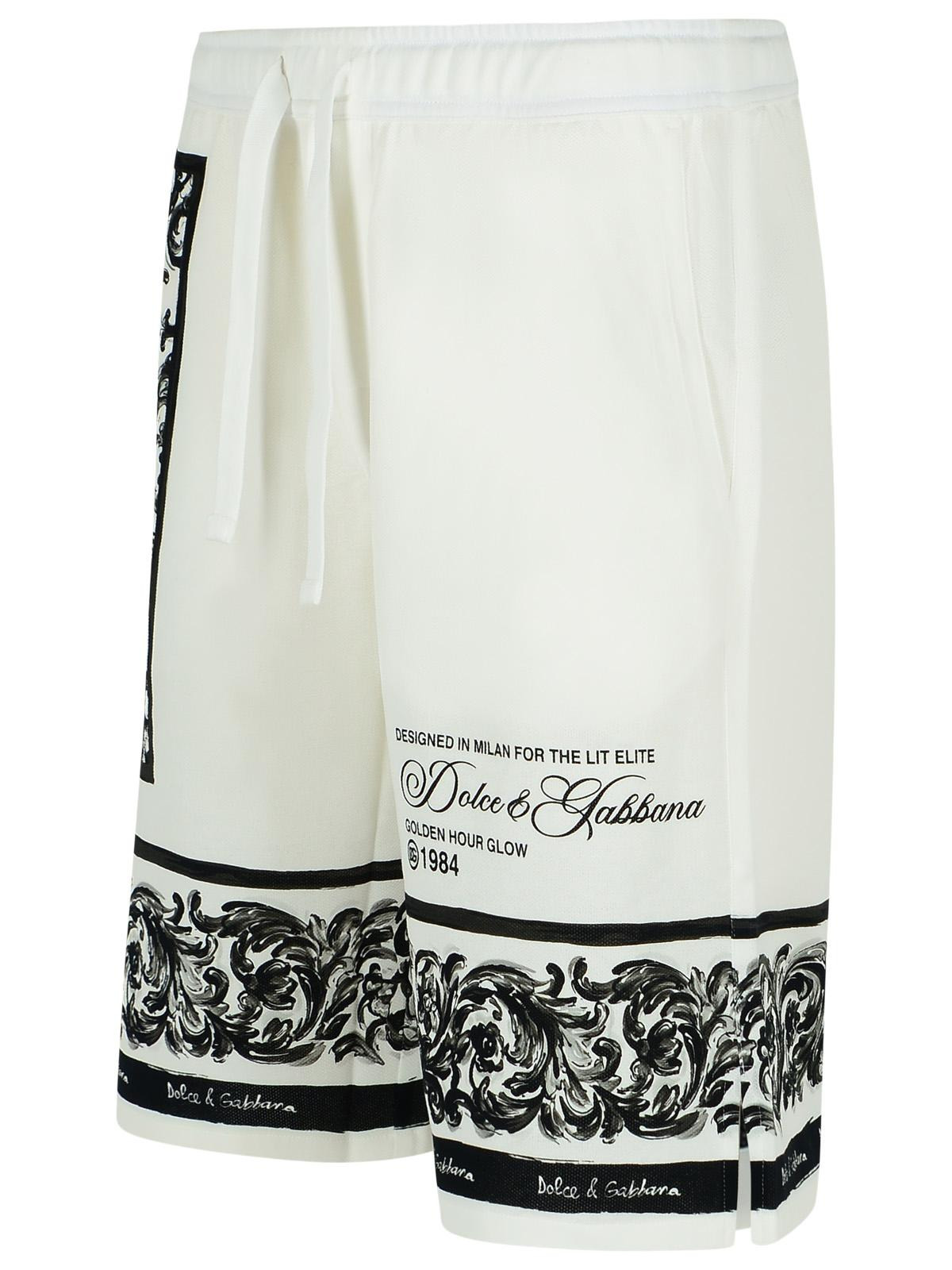 Dolce & Gabbana 'Maiolica' White Cotton Bermuda Shorts Men - 2