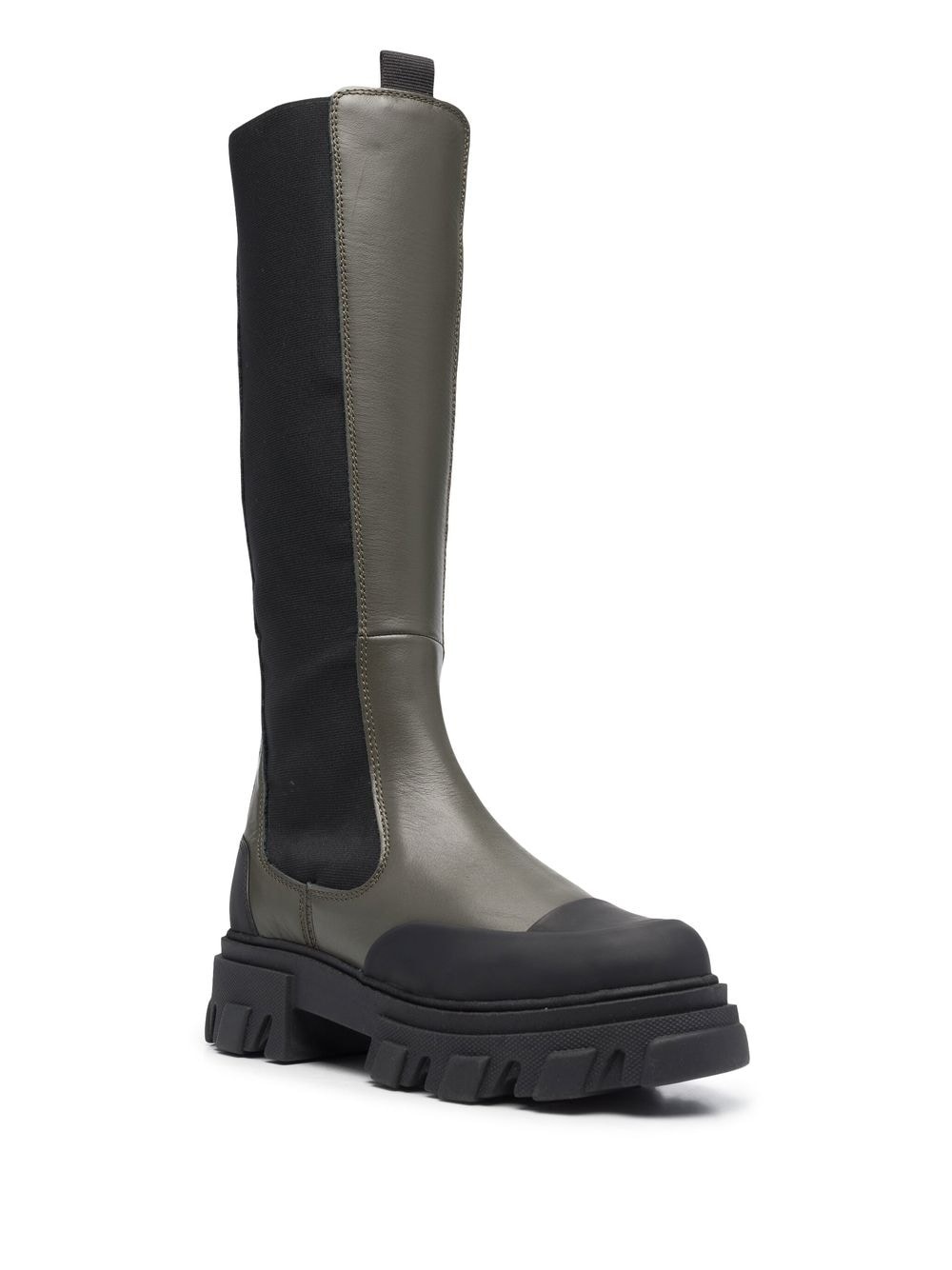 knee-high chunky leather chelsea boots - 2