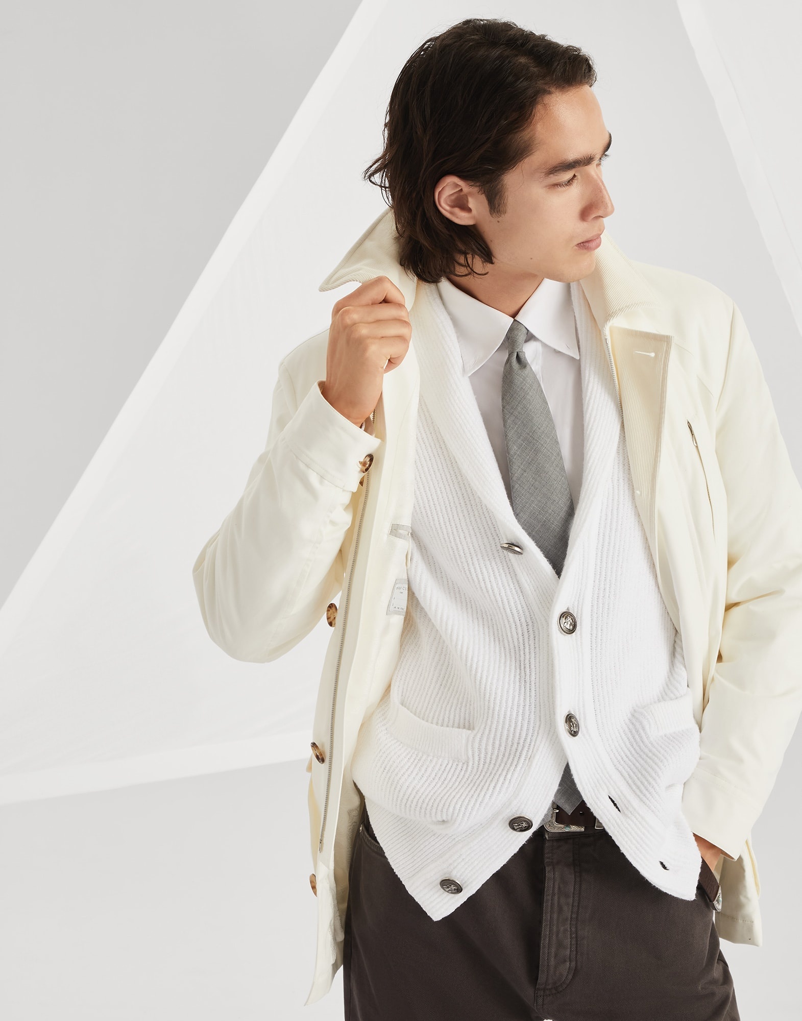 Water-resistant techno cotton gabardine belted parka - 4