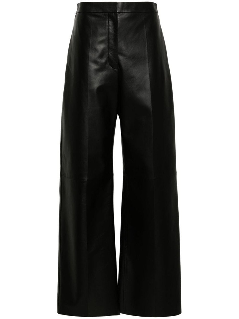 wide-leg leather trousers 1
