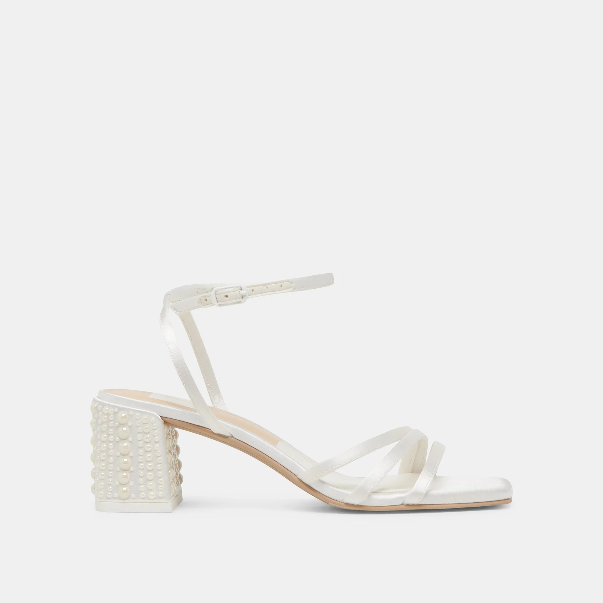 YSABEL PEARL HEELS TRUE WHITE SATIN - 1