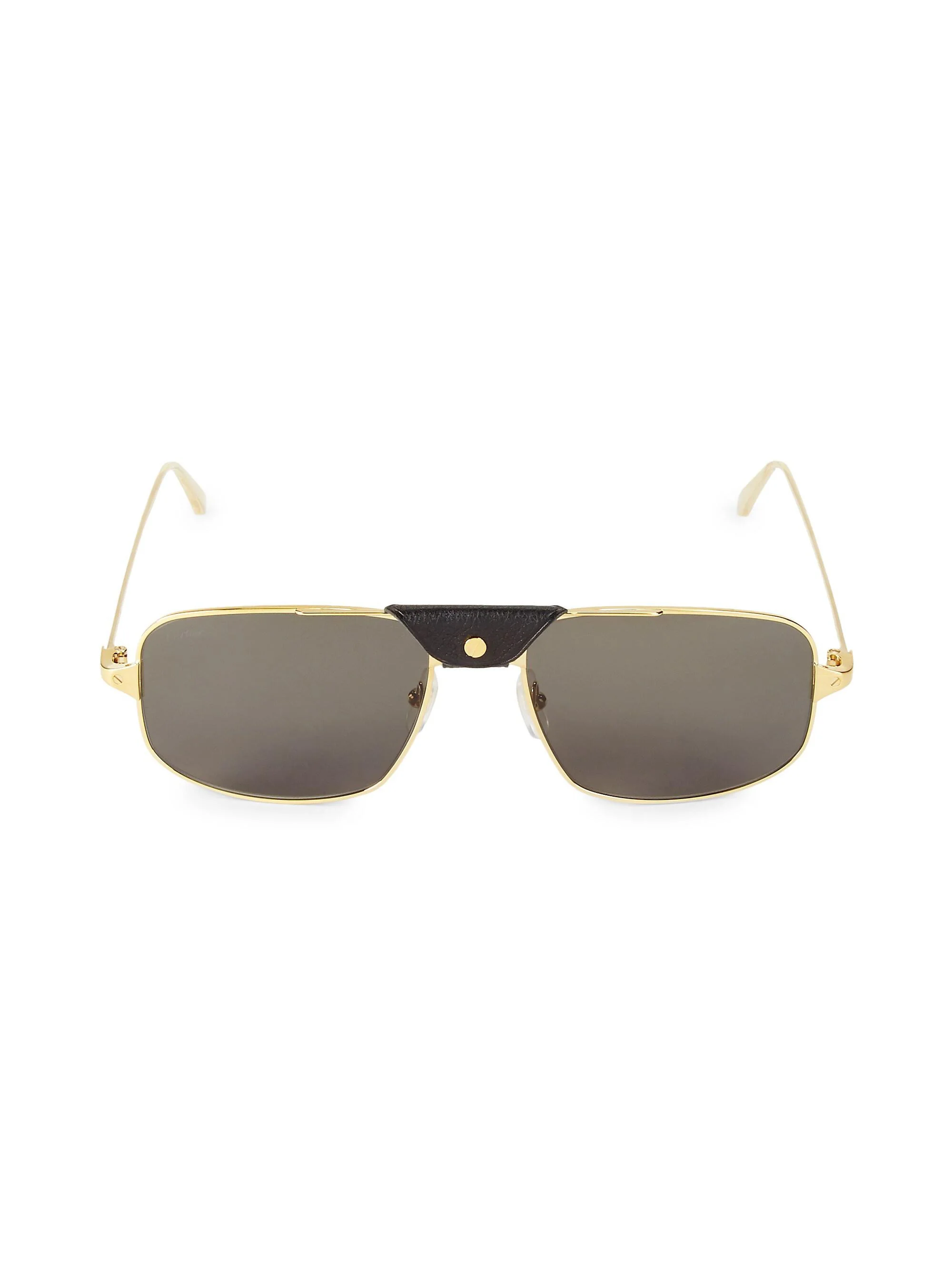 Men's 60MM Square Browline Sunglasses - Gold - 1