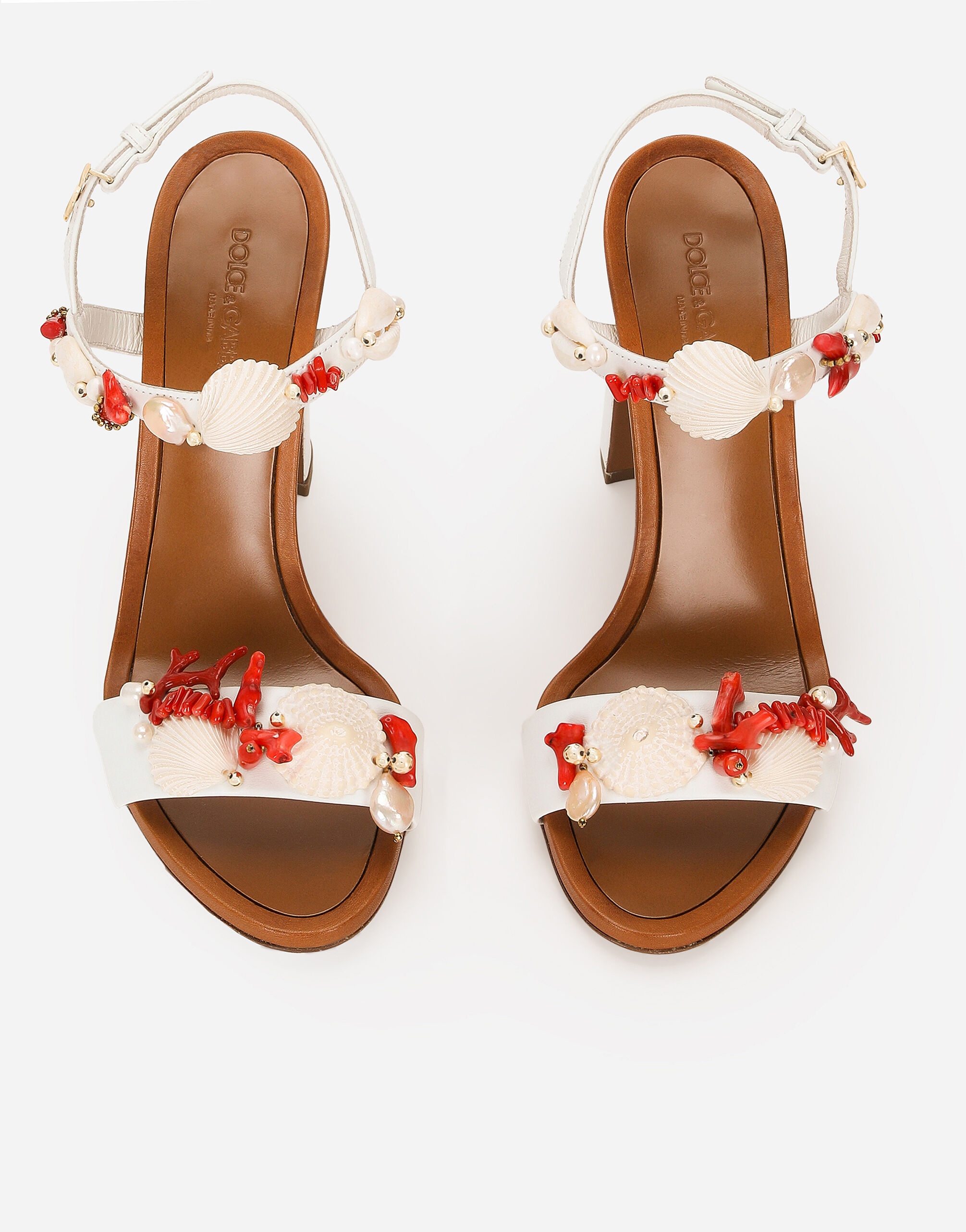 Nappa leather sandals with coral embroidery - 4