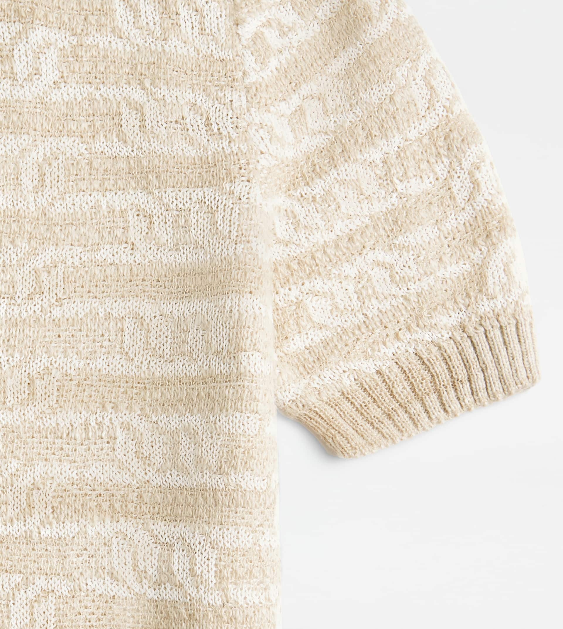 SHORT-SLEEVED KNIT POLO SHIRT - BEIGE, WHITE - 10