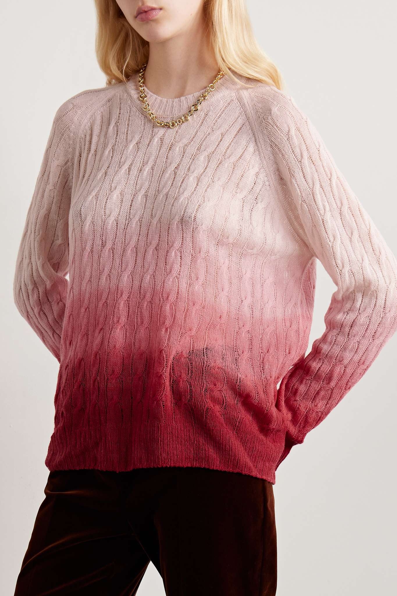 Ombré cable-knit wool sweater - 3