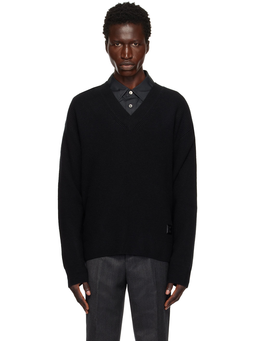 Black V-Neck Sweater - 1